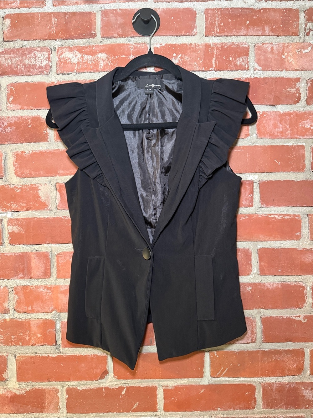 Black Ruffle Sleeve Vest